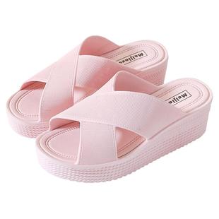 拖鞋女夏厚底高跟室内新款时尚增高居家用凉拖鞋浴室防滑坡跟外出