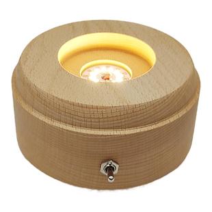 实木水晶球LED小夜灯木质旋转音乐盒发光底座生日礼物送男女摆件