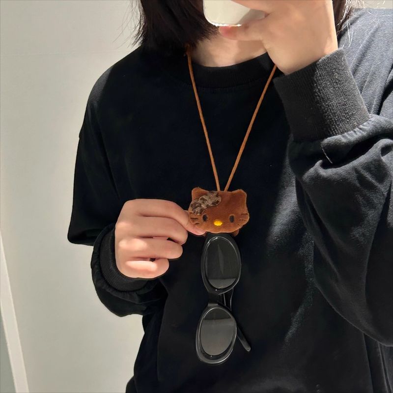 小众可爱KT猫咪眼镜收纳挂绳挂颈防滑太阳眼镜炼条眼镜收纳炼简约