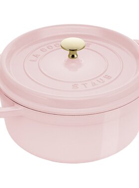 staub慕斯玫瑰粉色珐琅铸铁锅