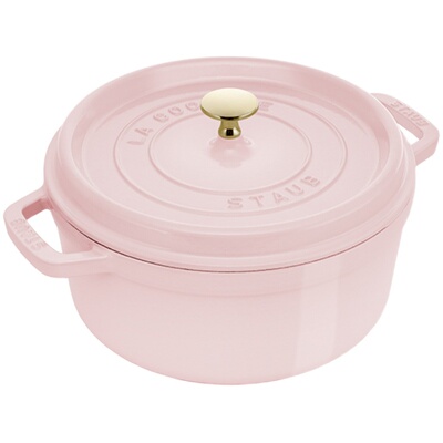 staub慕斯玫瑰粉色珐琅铸铁锅