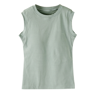 女遮副乳圆领棉带胸垫背心文胸罩杯一体吊带瑜伽运动打底衫上衣J8