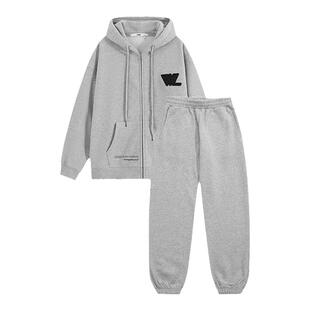 VWL连帽卫衣套装外套男女同款春秋款休闲宽松拉链开衫束脚卫裤