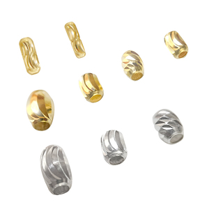 臻怡18K金橄榄珠车花珠月亮珠月牙桶珠间隔珠芝麻珠DIY配珠厚金珠