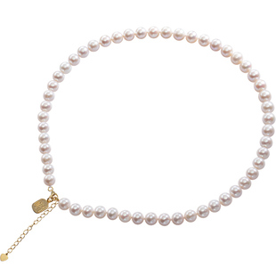 南珠宫淡水珍珠项链 925银大方形福字牌延长扣近圆大颗粒送妈套装