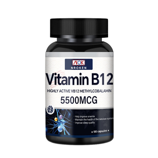 NROKEN美国进口维生素b12补充营养神经活性甲钴胺修复脑叶酸180粒