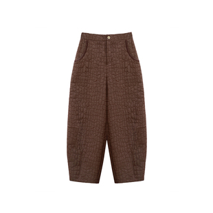 2025冬厚款九分靴裤女棉裤萝卜裤夹棉小个子复古款灯笼裤气球裤