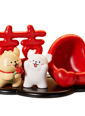 线条小狗结婚订婚喜糖摆件
