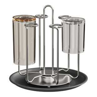 旋转304不锈钢桌面沥水杯架倒挂高颜值厨房收纳架置物架茶杯架子