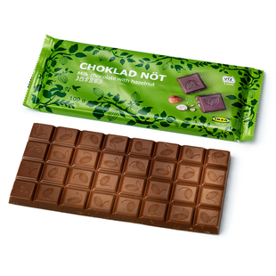 包邮宜家西班牙进口黑巧克力排榛仁牛奶100gIKEA纯可可脂大块袋装