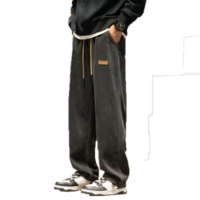 回力直筒宽松男生加绒美式牛仔裤