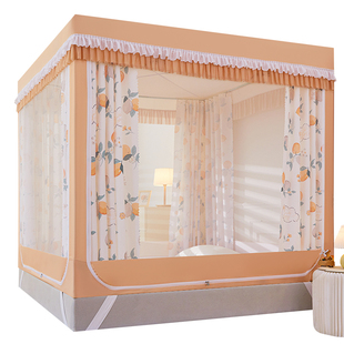 遮光蚊帐双层布帘一体式防摔全封闭公主风坐床幔1.8m床蒙古包家用