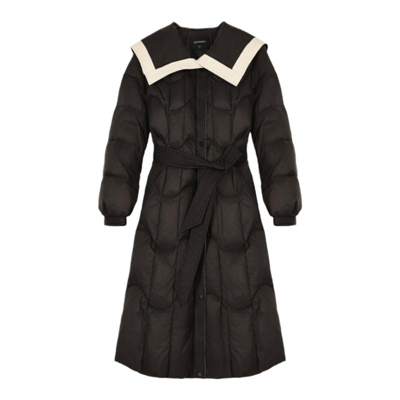 【清仓价】迪卡轩长款羽绒服女2024新款过膝黑色超长加厚外套冬季