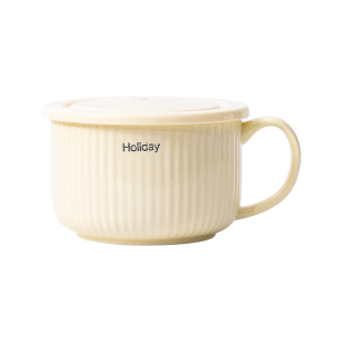 碗家用陶瓷个人专用饭盒学生用宿舍泡面神器泡面碗带盖手柄碗餐具