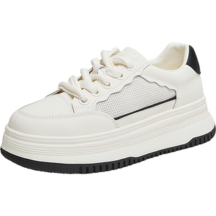 Tata他她网面透气小白鞋女款休闲厚底鞋增高板鞋2025秋新DWBX4BM4