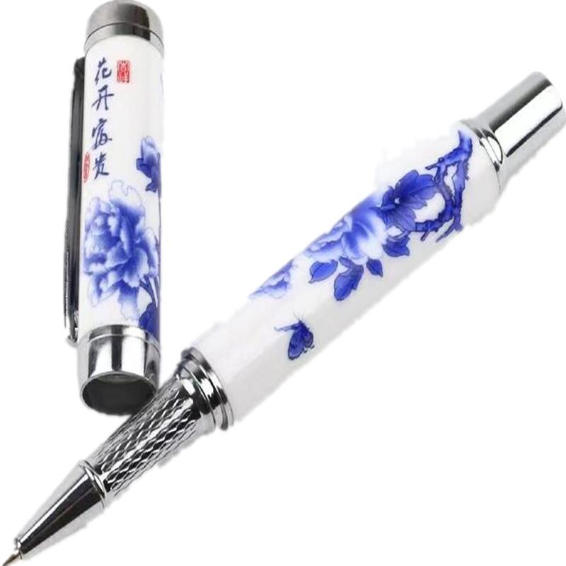 青花瓷签字笔陶瓷钢笔水笔送老外