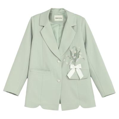 设计感薄荷绿西装外套女休闲西服