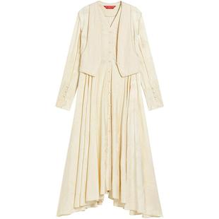 EXCEPTION例外女装春季连衣裙绣花假两件拼接撞料裙子女