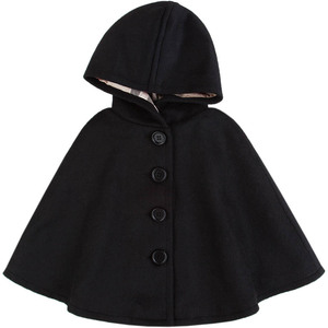 Toulejour女童羊毛呢斗篷 春秋冬款披风保暖披肩洋气儿童连帽外套