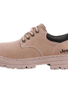 jeep女童皮靴秋冬2026新款儿童短筒马丁靴英伦风粉色女孩工装靴子