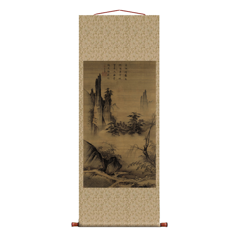 仿古画宋马远踏歌图名画真迹复制品挂轴画中式卷轴书房玄关山水画