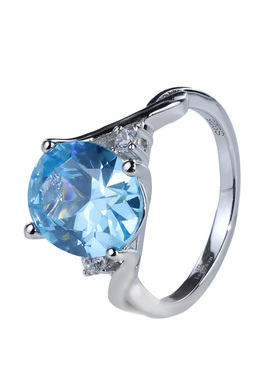 蓝宝石戒指纯银轻奢女款设计风