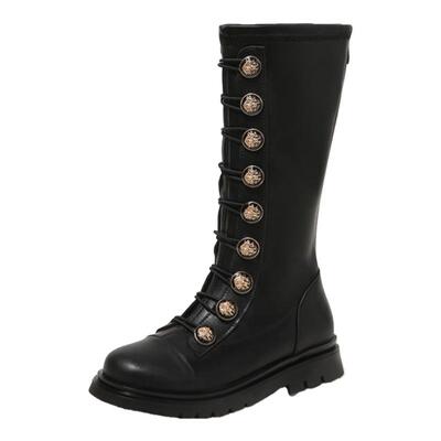 长筒靴女童演出高筒靴马丁靴皮靴