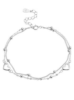 然然s925银双层爱心手链少女礼物