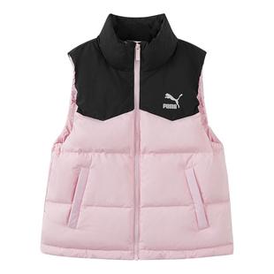 PUMA彪马女童羽绒马甲新款冬季中大童立领无袖保暖外套学生背心潮