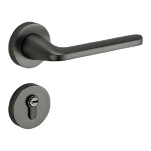 黑色室内实木门锁简约分体锁卧室门锁静音磁吸执手锁工程房门把手