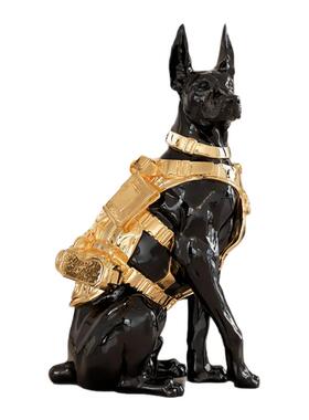 轻奢杜宾犬狗大型落地摆件客厅玄关电视柜旁蓝牙音响高级感装饰品