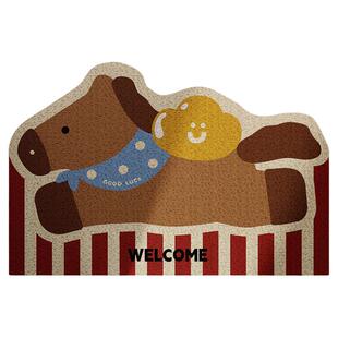 韩式卡通小马新年入户地垫丝圈防滑耐脏脚垫玄关大门口地毯可裁剪