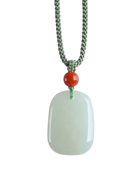 保真天然晴水和田玉平安无事牌