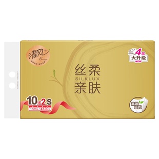 清风抽纸金装90抽s码4层加厚丝柔亲肤12包实惠装卫生纸家用面巾纸