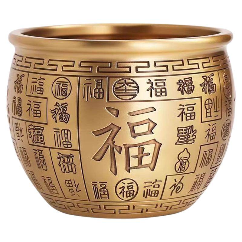 黄铜米缸聚财百福缸招财进宝米缸装饰摆件