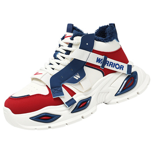 回力女鞋冬季加绒保暖运动高帮棉鞋初中生休闲大码增高百搭老爹鞋