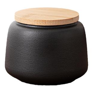 黑陶磨砂禅风黑茶叶罐家用密封防潮罐小号便携式茶仓散茶醒茶罐子