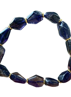 天然堇青石随形刻面手链坦桑石女