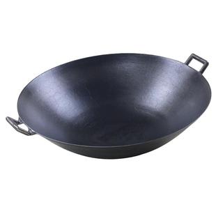 陆川双耳老式家用生铁锅铸铁无涂层传统尖圆底煤气灶专用大炒菜锅