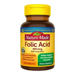 美国天维美叶酸片备孕男士女士孕妇维生素天然folic acid部分临期
