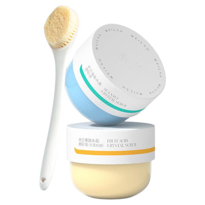未兰身体磨砂膏280g果酸祛痘海盐去角质浴盐深层清洁保湿嫩肤男女