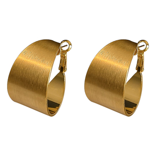 欧美宽面大圈圈拉丝金色耳环女士大气夸张轻奢气质高级感耳扣耳饰