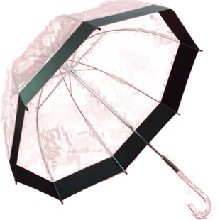 QIUTONG拱形透明雨伞透明伞泡泡伞长柄伞透明手柄创意雨伞带伞套