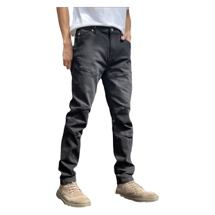 美式工装休闲裤男款修身小脚牛仔裤长裤百搭阔腿黑色机车秋冬弹力