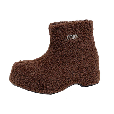 厚底增高7Cm羊羔毛拉链加绒短靴