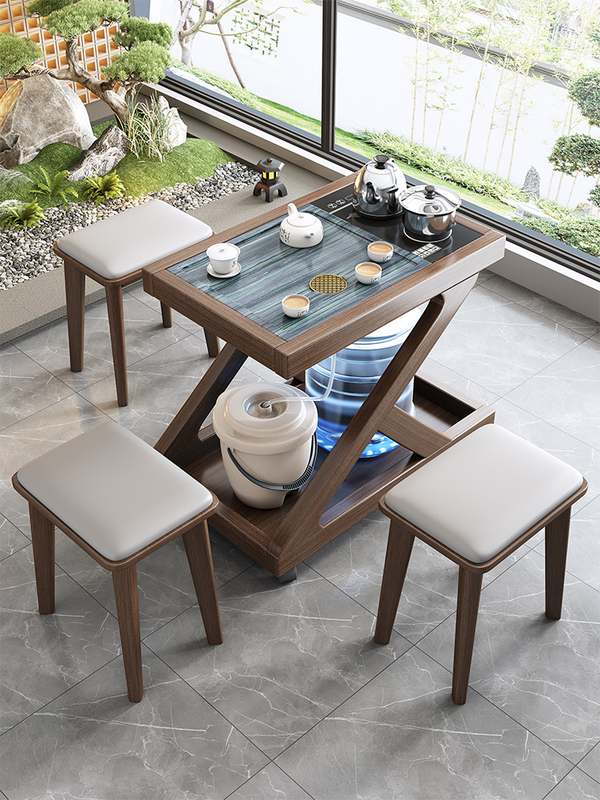 全实木茶桌家用小茶侧边小户型办公室茶几可柜台茶水客厅阳台移动