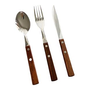 安木良品 法式复古家用西餐厅ins网红格调实木柄不锈钢304刀叉勺