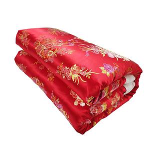 双面绸缎老式被子古风丝绸缎棉被被面包边棉花手工喜被结婚龙凤被