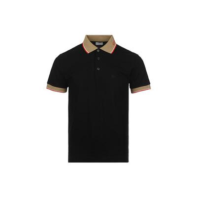 【自营】BURBERRY/博柏利男士撞色条纹饰边商务短袖T恤POLO衫男装