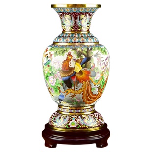 戴嘉林作品北京景泰蓝花瓶20寸凤舞天骄纯手工紫铜胎掐丝珐琅摆件